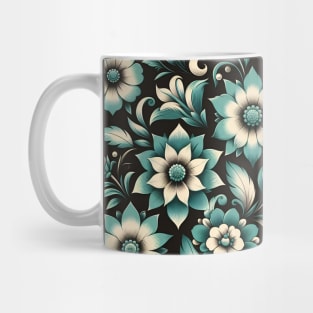 Teal Floral Illustration Mug